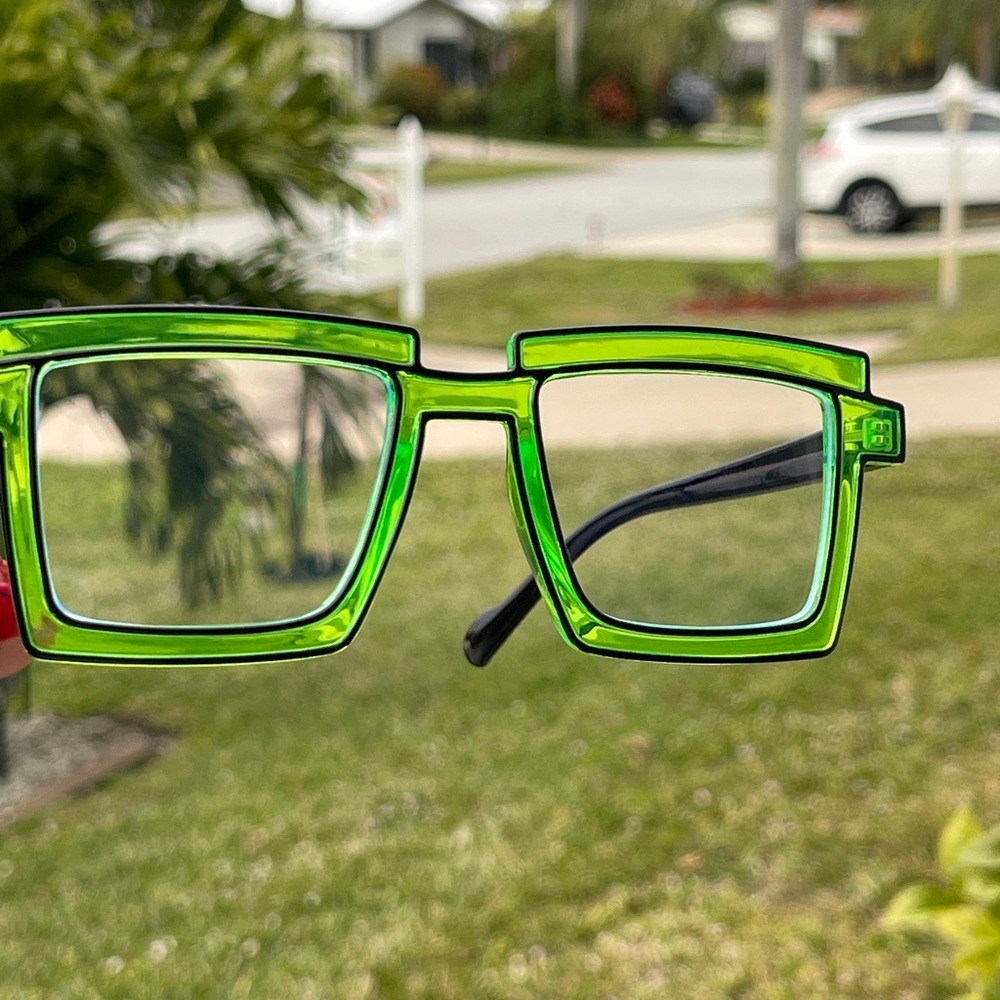 Manga Cartoon Anti-blue Light Color block Eyeglasses In Green - Picture 12 of 12